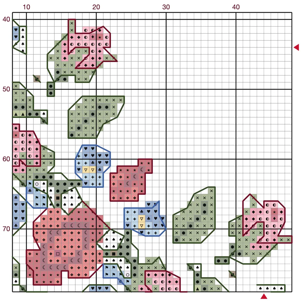 Rose corner for napkins and towels: a piece of the chart